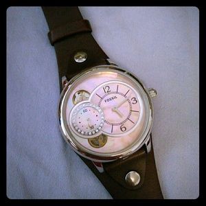 Fossil Women's Dual-Clock Leather Watch, Like New